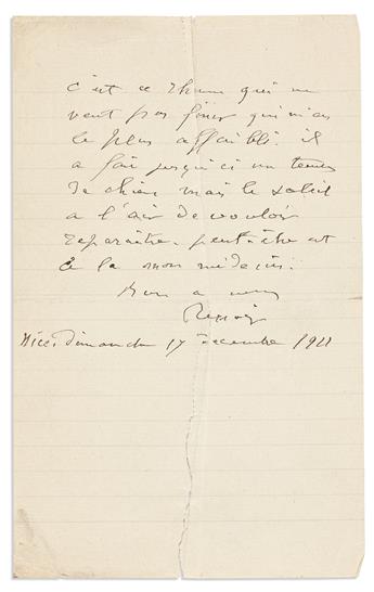 RENOIR, PIERRE AUGUSTE. Archive of 6 Autograph Letters Signed, Renoir, to art dealer Ambroise Vollard, in French,